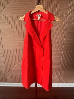 Sleeveless Red Orange Linen Dress